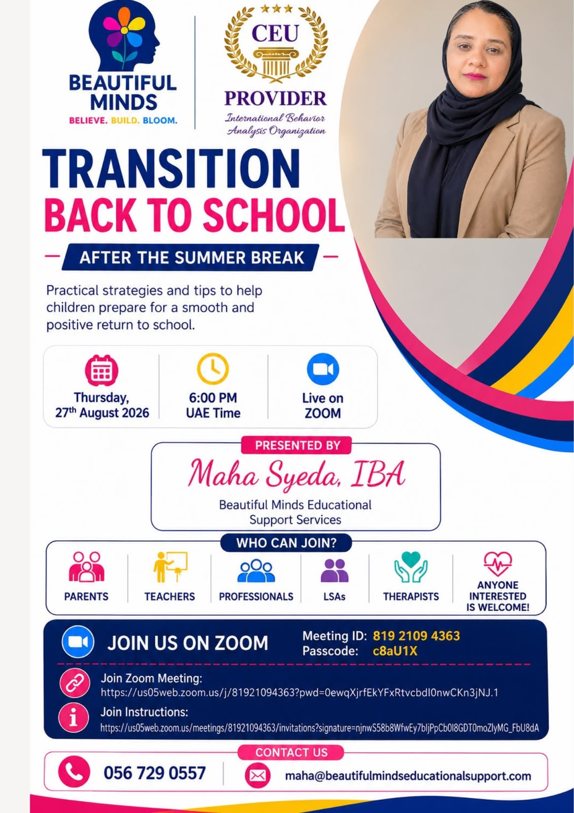 Transition Back to School After the Summer Break — Official Course Flyer